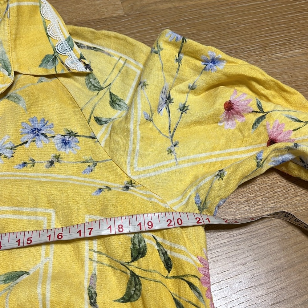 Anthropologie Aureta Aria linen blend Yellow Floral Button-Up Maxi Dress size L - Picture 13 of 13